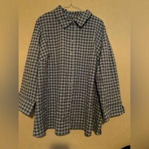 Denim + Company Plaid Long Sleeve Button Up